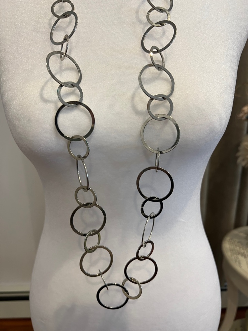 Daisy Fuentes Silver Open Circle Long Necklace